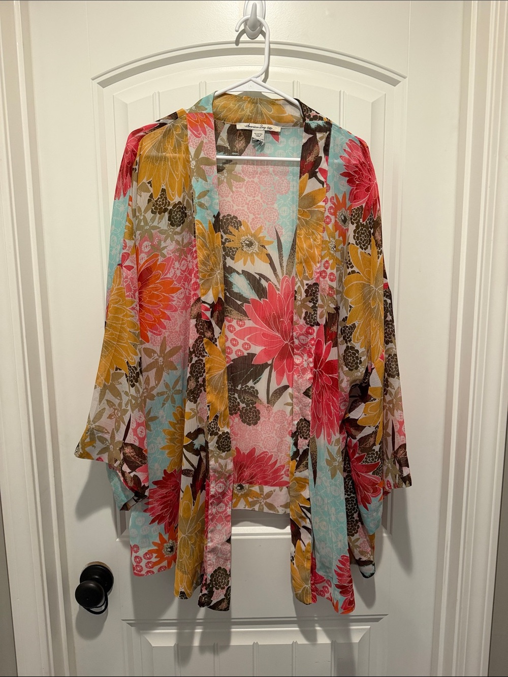 American Rag Floral Open-Front Lightweight Cardigan - Pink, Yellow & Aqua